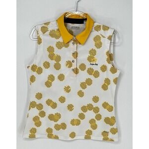 Womens Golf Polo Sleeveless Poipu Bay Yellow White Size M Preppy Coastal Resort